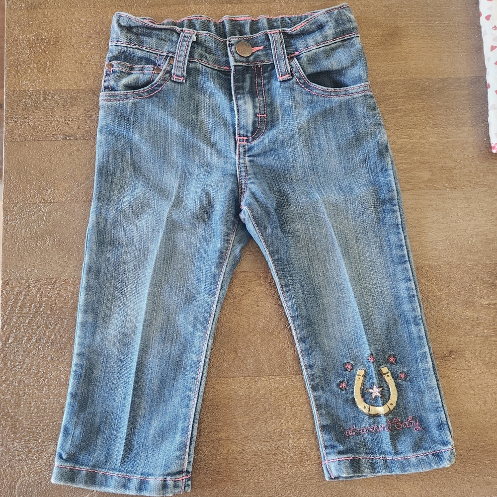 Wrangler Kids Blue Jeans with Pink Embroidery